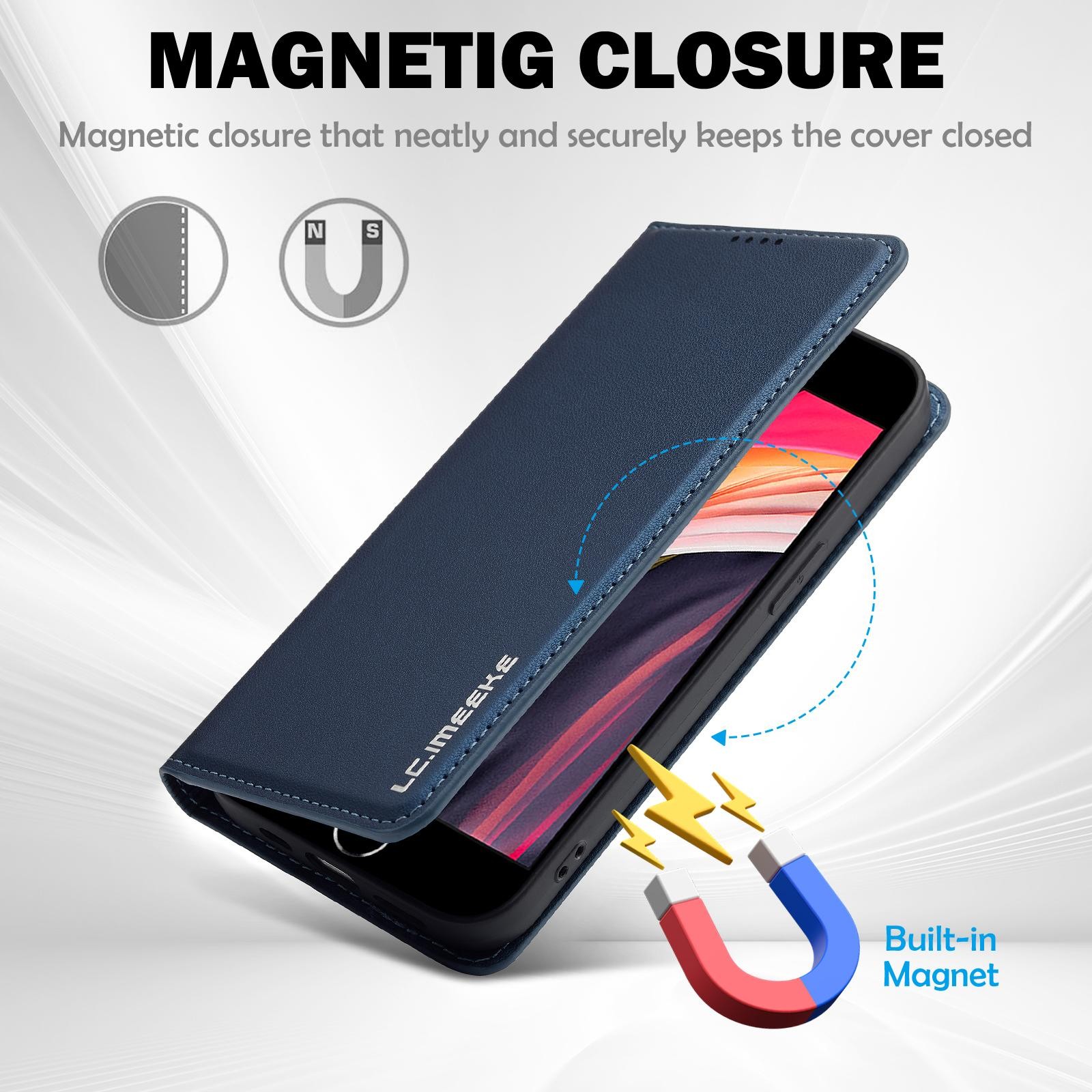 LC.IMEEKE iPhone 16e Flip Vintage Θήκη Βιβλίο - Blue