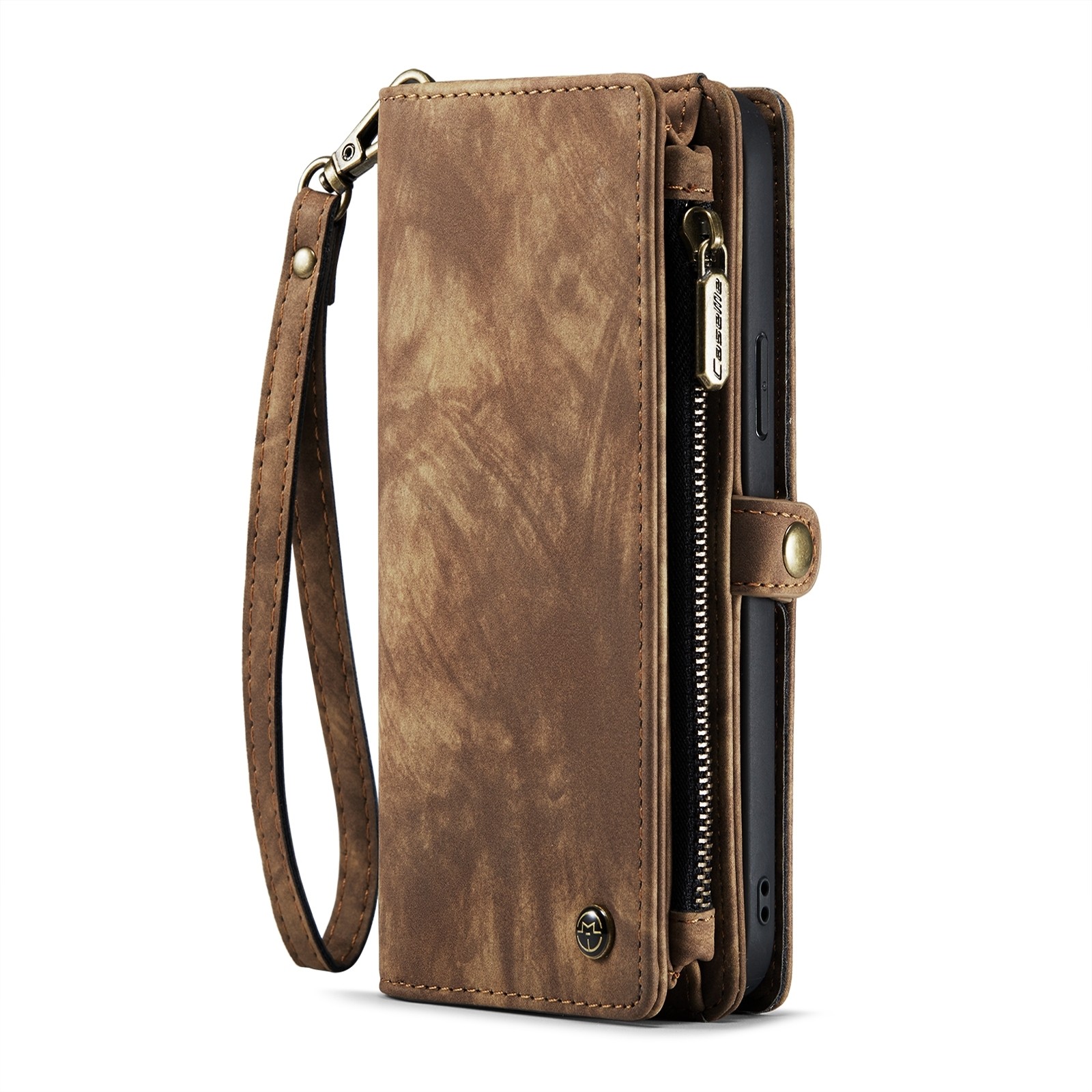 CaseMe 008 iPhone 15 Pro Max Θήκη Πορτοφόλι με Αποσπώμενη Θήκη Σιλικόνης - Brown