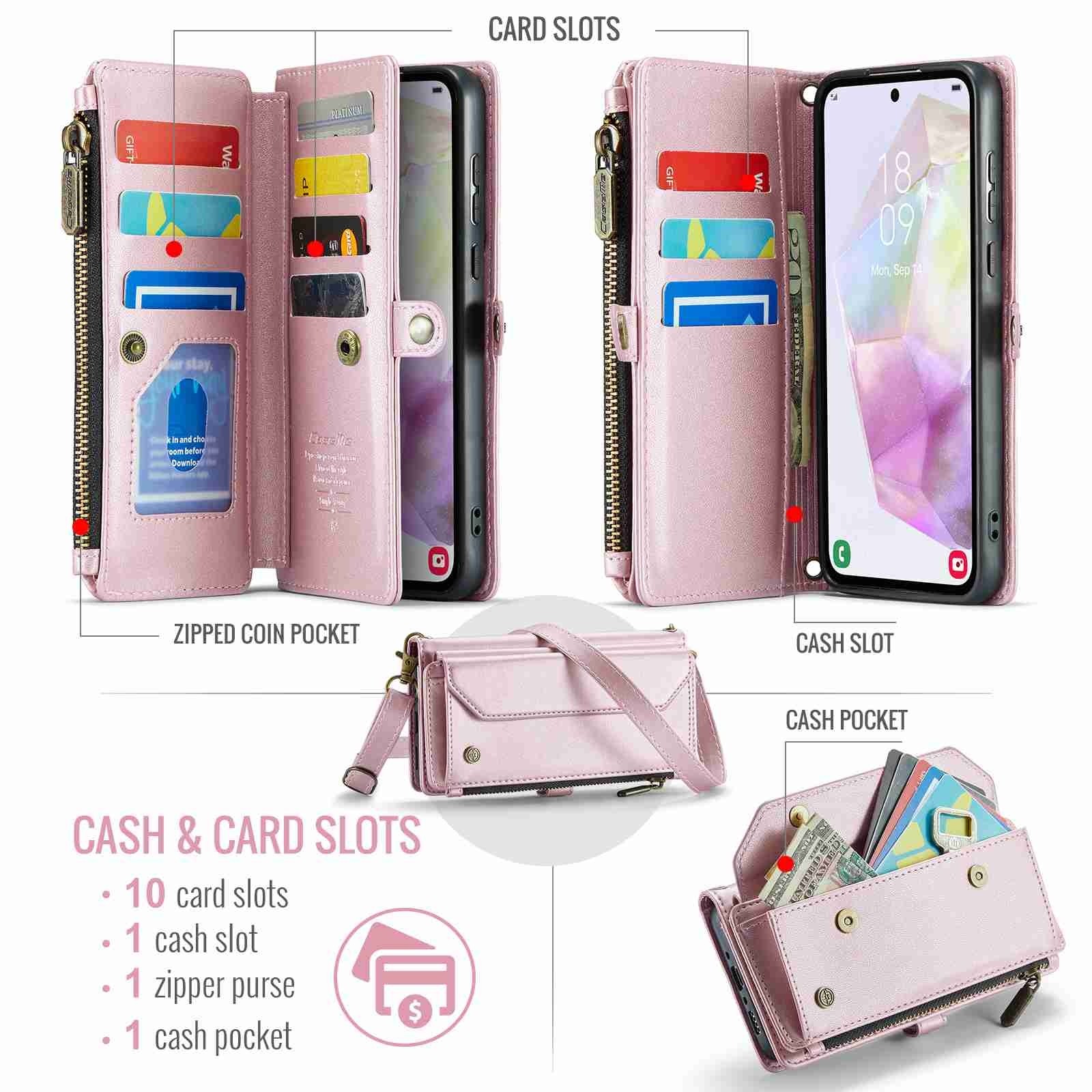 CaseMe 008 Samsung Galaxy A35 Θήκη Πορτοφόλι με Αποσπώμενη Θήκη Σιλικόνης - Pink