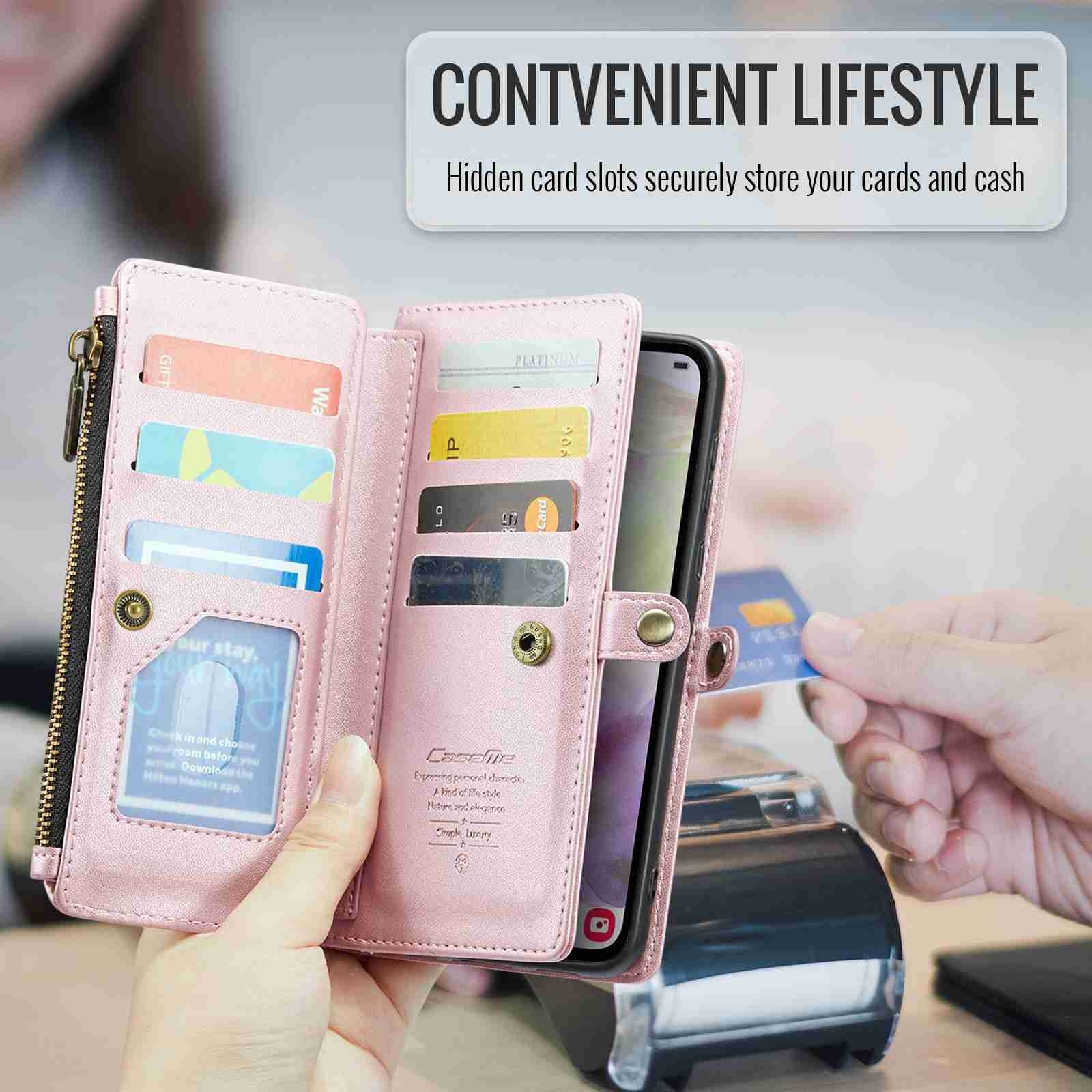 CaseMe 008 Samsung Galaxy A35 Θήκη Πορτοφόλι με Αποσπώμενη Θήκη Σιλικόνης - Pink