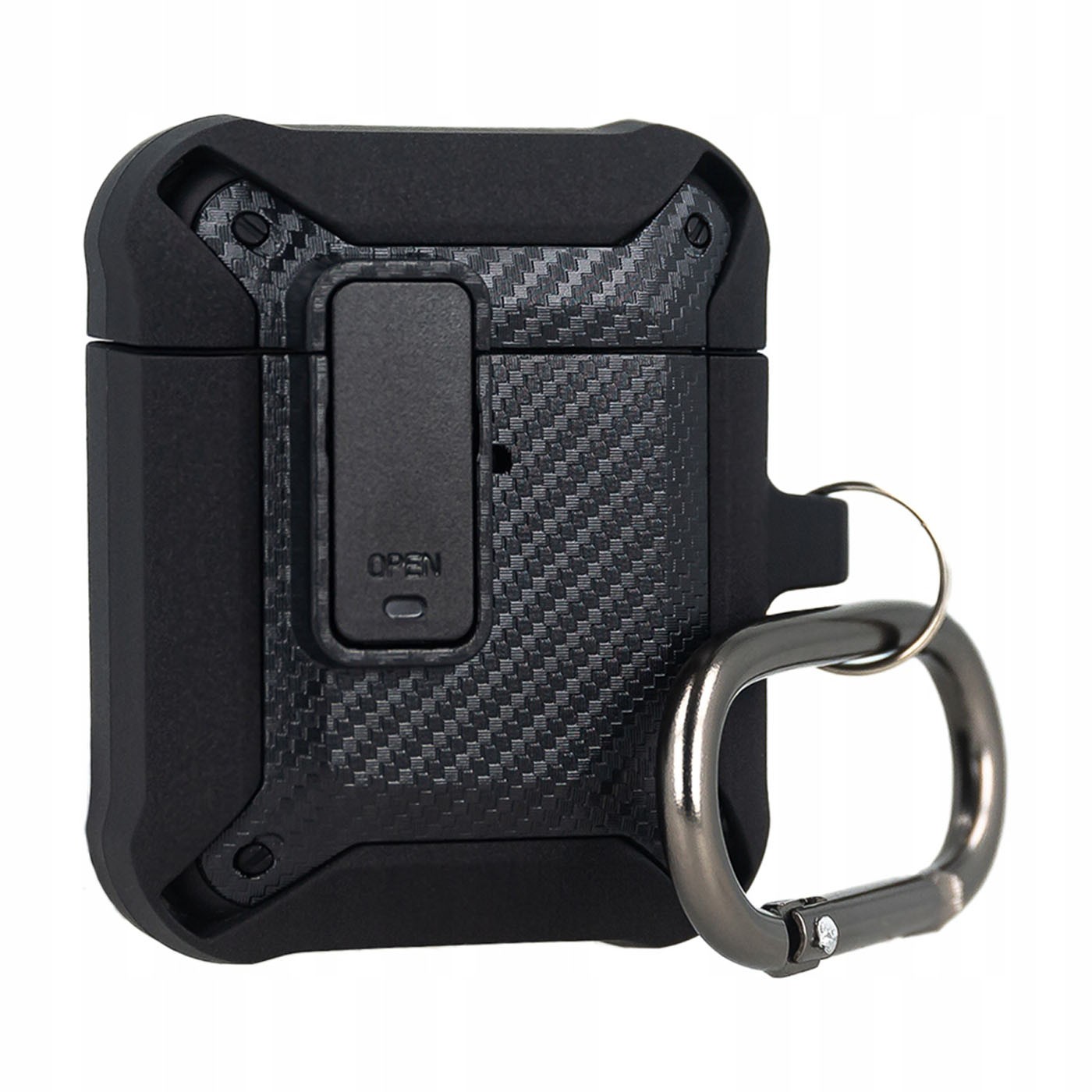 AirPods 2 Θήκη Σκληρή Protective Carbon Case with Hook - Black