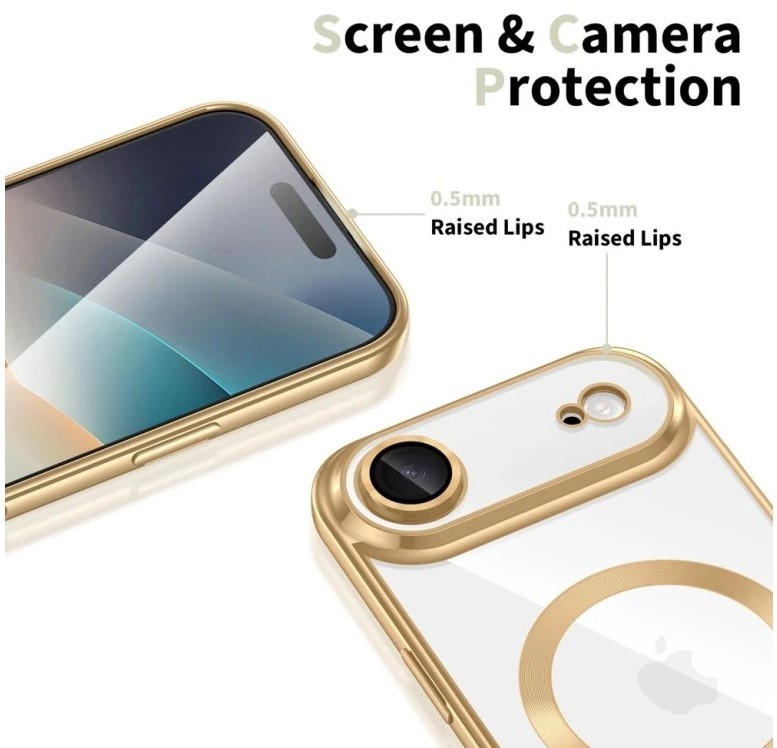 Techsuit iPhone 17 Air MagSafe Luxury Crystal Θήκη με Πλαίσιο Σιλικόνης Διάφανη - Gold