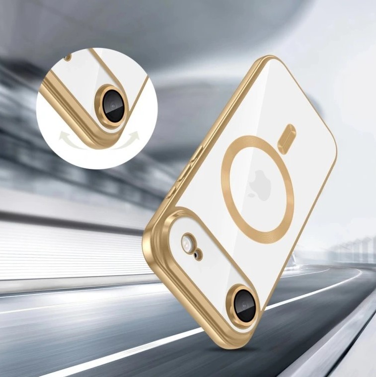 Techsuit iPhone 17 Air MagSafe Luxury Crystal Θήκη με Πλαίσιο Σιλικόνης Διάφανη - Gold