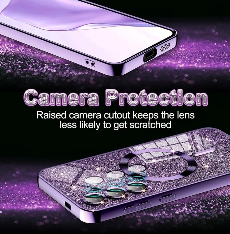 Techsuit iPhone 17 Air MagSafe Luxury Glitter Θήκη με Πλαίσιο Σιλικόνης Διάφανη - Deep Blue