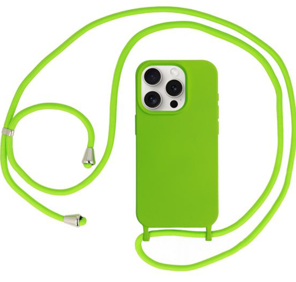 Forcell iPhone 12 Pro Max Soft Touch Cover With Neck Strap Θήκη Σιλικόνης - Light Green