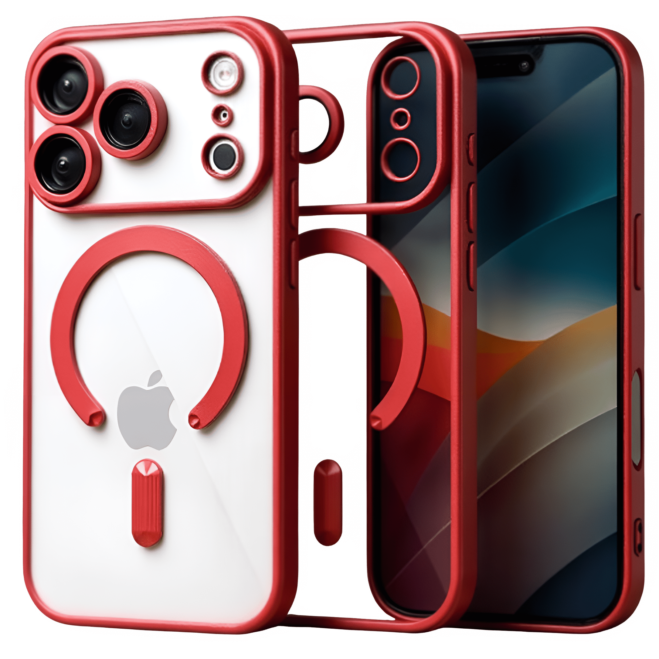 Techsuit iPhone 17 Pro MagSafe Luxury Crystal Θήκη με Πλαίσιο Σιλικόνης Διάφανη - Red