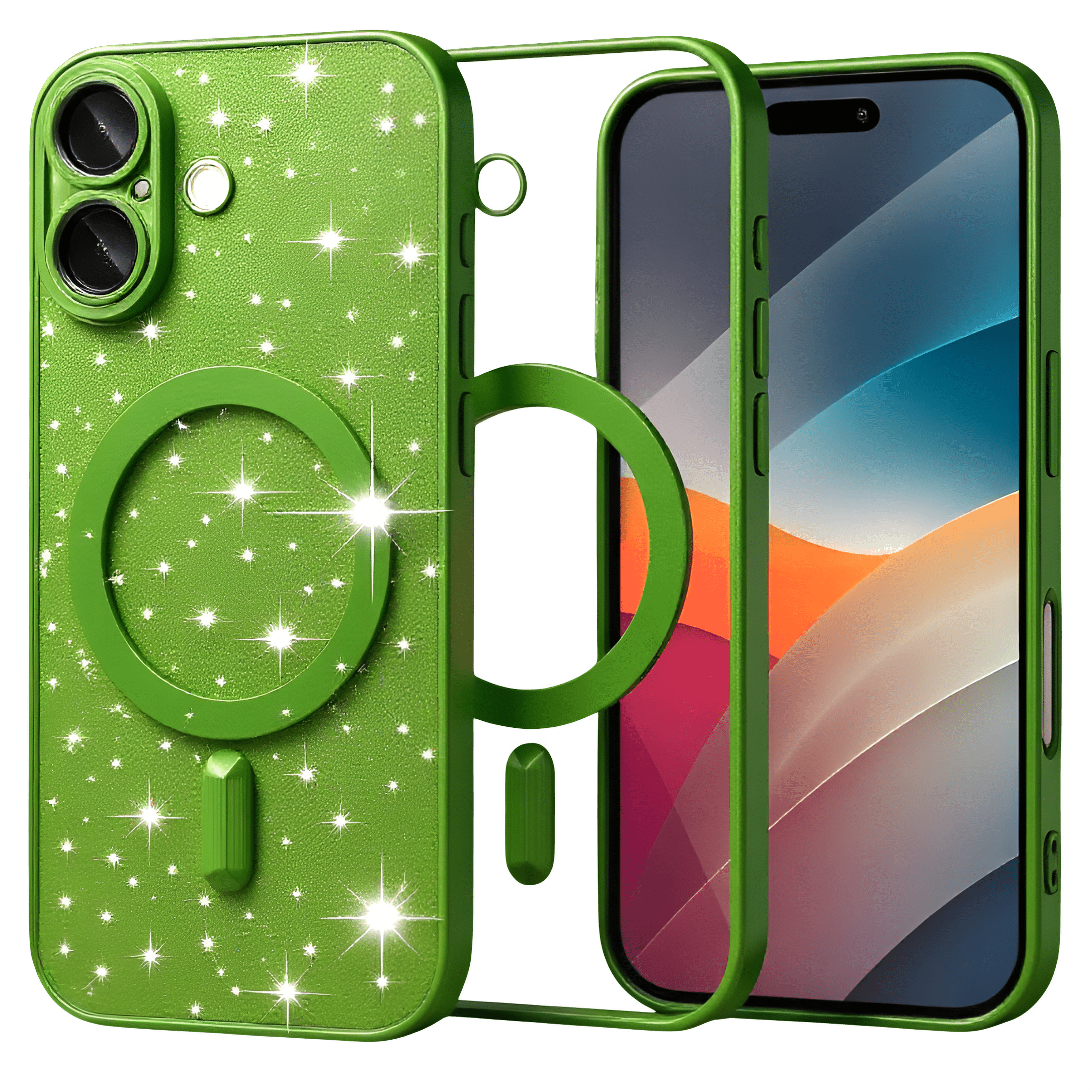 Techsuit iPhone 17 MagSafe Luxury Glitter Θήκη με Πλαίσιο Σιλικόνης Διάφανη - Deep Green