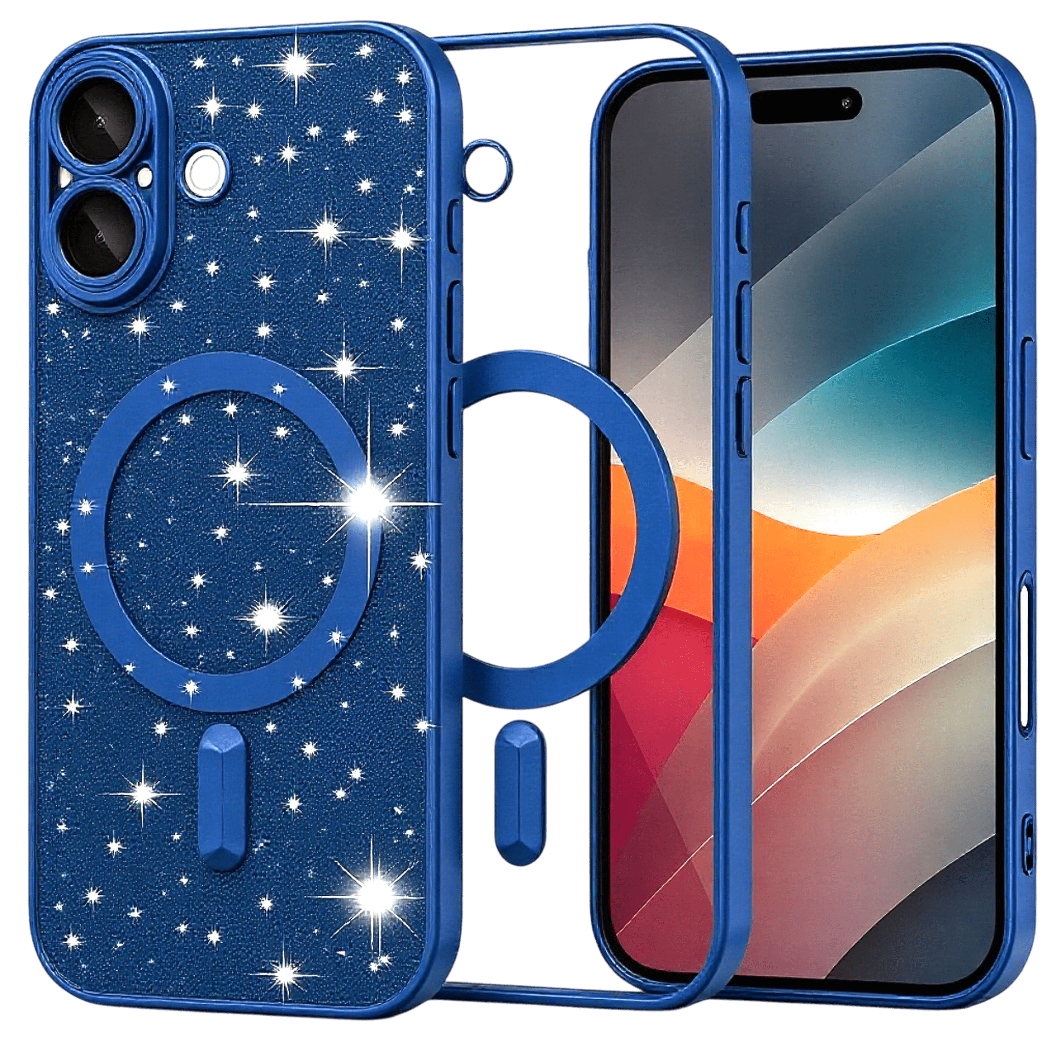 Techsuit iPhone 17 MagSafe Luxury Glitter Θήκη με Πλαίσιο Σιλικόνης Διάφανη - Deep Blue