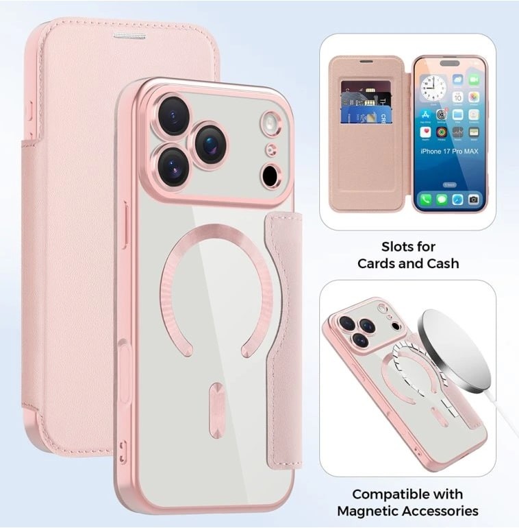 Techsuit iPhone 17 Pro Max SmartMag Θήκη Βιβλίο - Pink