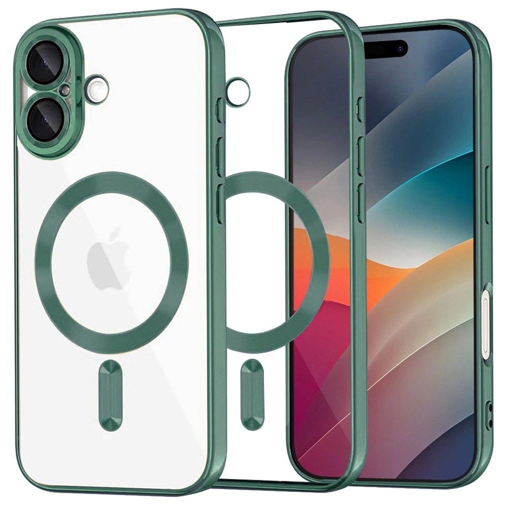 Techsuit iPhone 17 MagSafe Luxury Crystal Θήκη με Πλαίσιο Σιλικόνης Διάφανη - Deep Green