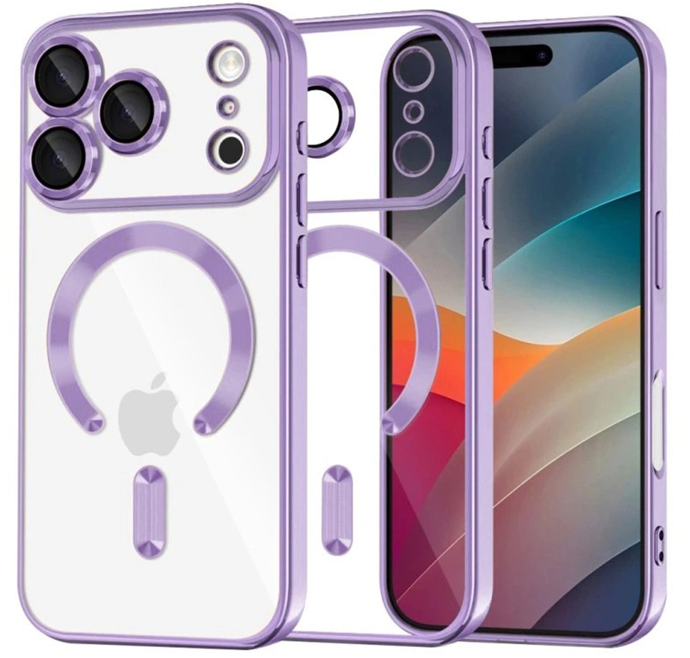 Techsuit iPhone 17 Pro Max MagSafe Luxury Crystal Θήκη με Πλαίσιο Σιλικόνης Διάφανη - Light Purple