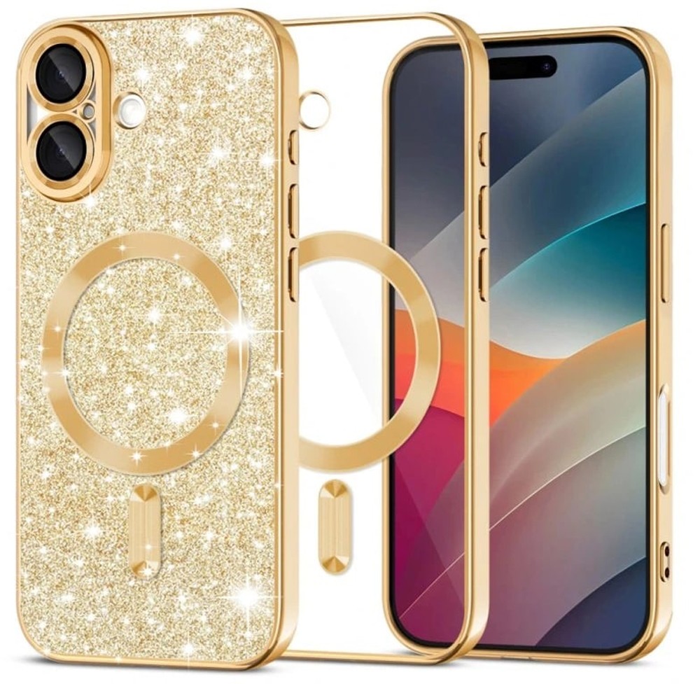 Techsuit iPhone 17 MagSafe Luxury Glitter Θήκη Σιλικόνης Διάφανη - Gold