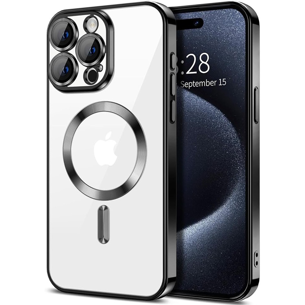 Techsuit iPhone 17 Pro Max MagSafe Luxury Crystal Θήκη με Πλαίσιο Σιλικόνης Διάφανη - Black