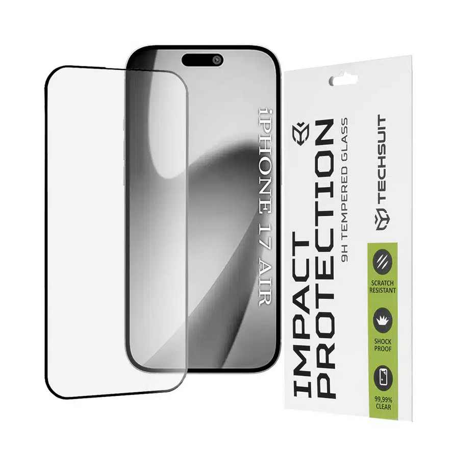 iPhone 17 Air Προστασία Οθόνης με Μαύρο Περίγραμμα Techsuit 111D Full Glue Tempered Glass