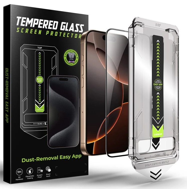 iPhone 16 Pro / 17 Προστασία Οθόνης με Μαύρο Περίγραμμα Techsuit TitanGlass Full Face Tempered Glass