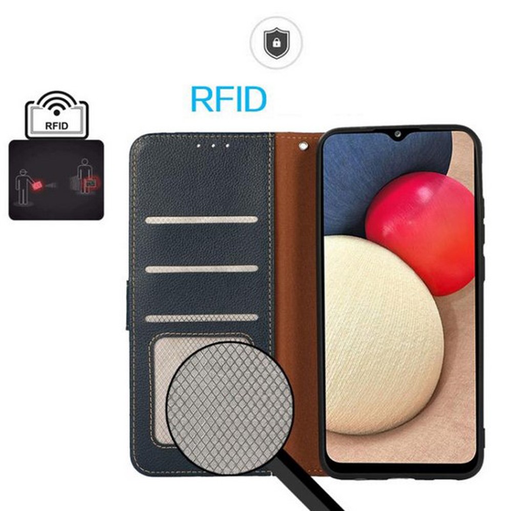 KHAZNEH Xiaomi Redmi A5 4G RFID Litchi Leather Θήκη Βιβλίο - Blue Brown