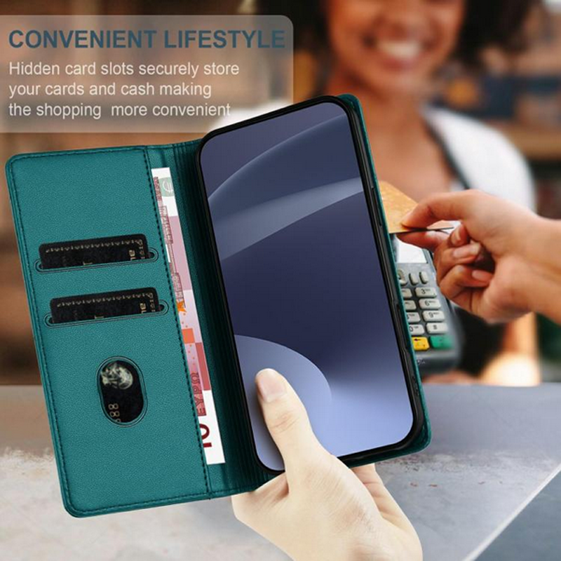 Τel1 Xiaomi Redmi A5 4G Embossed Multi-functional Wallet Θήκη Βιβλίο - Dark Green