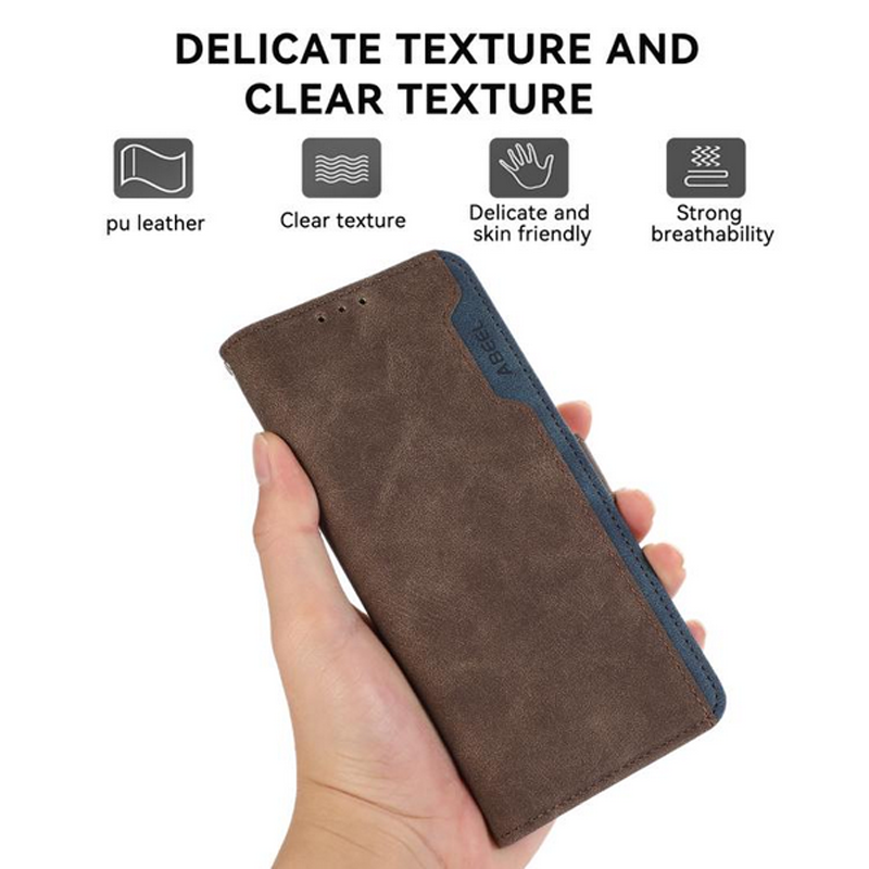 ABEEL Xiaomi Redmi A5 4G Color Block Θήκη Βιβλίο - Brown Blue