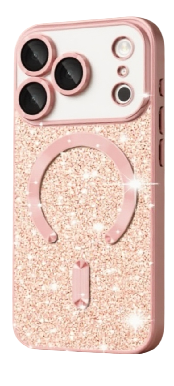 Techsuit iPhone 17 Pro MagSafe Luxury Glitter Θήκη με Πλαίσιο Σιλικόνης Διάφανη - Rose Gold