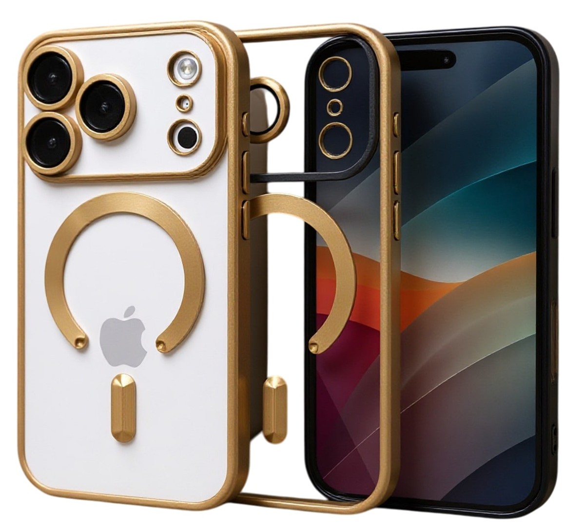 Techsuit iPhone 17 Pro MagSafe Luxury Crystal Θήκη με Πλαίσιο Σιλικόνης Διάφανη - Gold