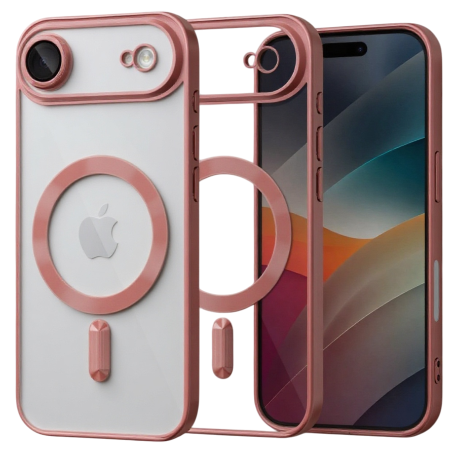 Techsuit iPhone 17 Air MagSafe Luxury Crystal Θήκη με Πλαίσιο Σιλικόνης Διάφανη - Pink