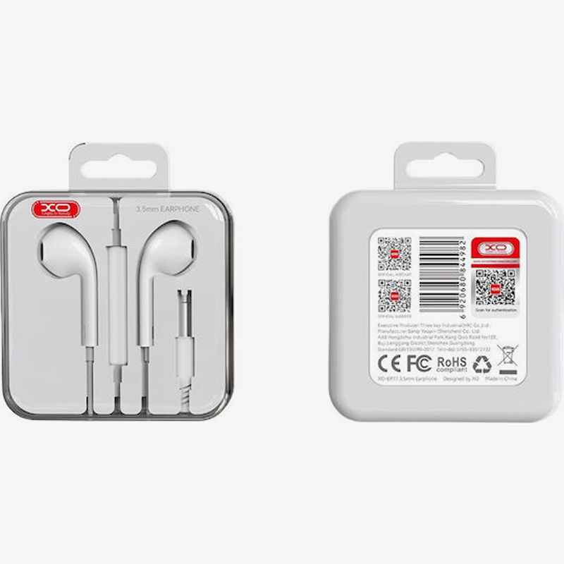 XO - EP77 In-Ear Handsfree με Βύσμα 3.5mm Λευκό