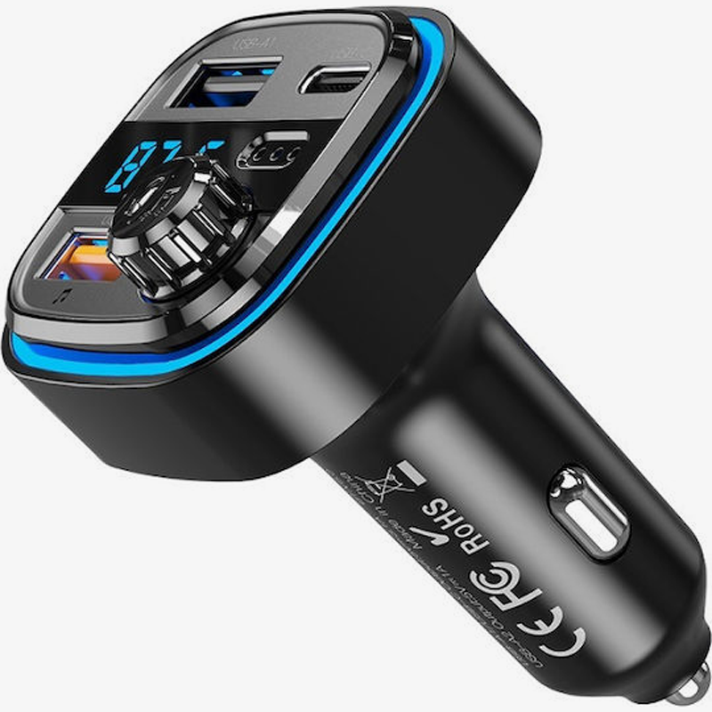 XO-BCC08 FM Transmitter Αυτοκινήτου με Bluetooth, 2X USB-A & 1X USB-C Μαύρο