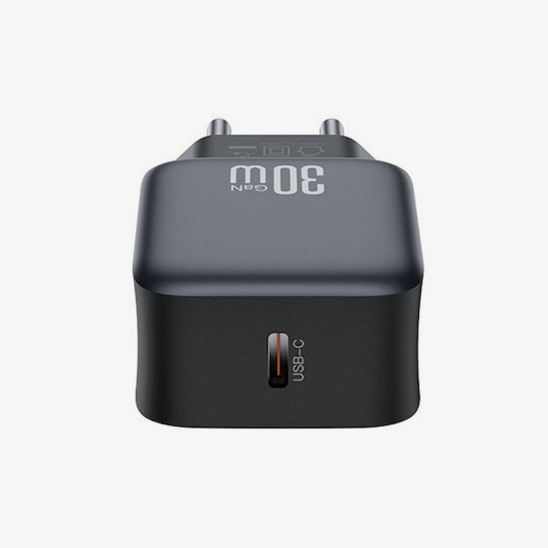XO-L155 Φορτιστής χωρίς Καλώδιο με Θύρα USB-C PD GaN 30W Μαύρος