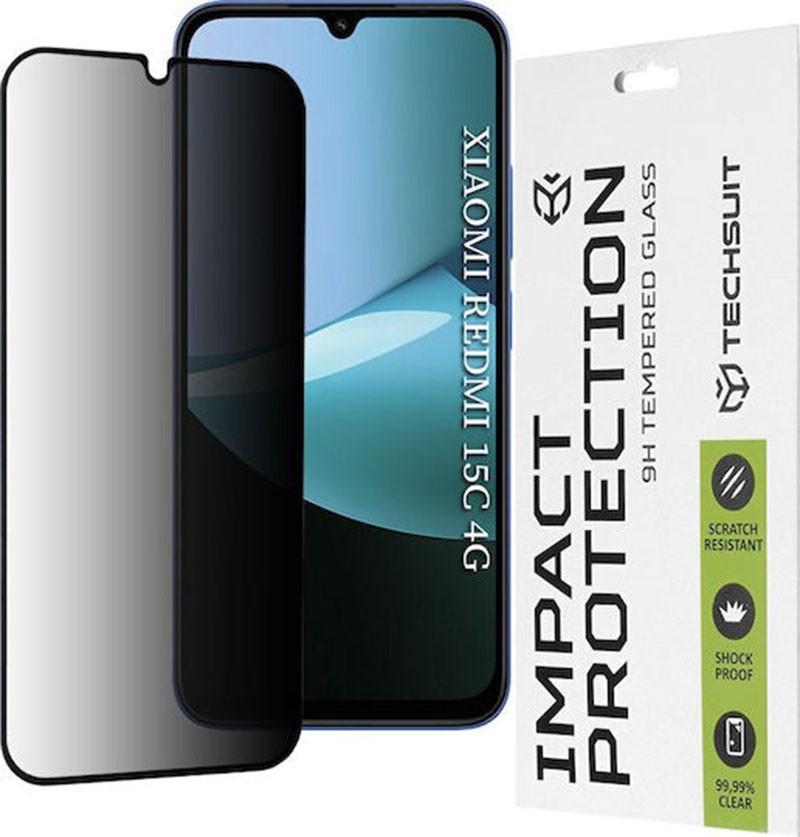Xiaomi Redmi 15C / Poco C85 Προστασία Οθόνης Φιμέ Techsuit 111D Privacy Full Face Tempered Glass