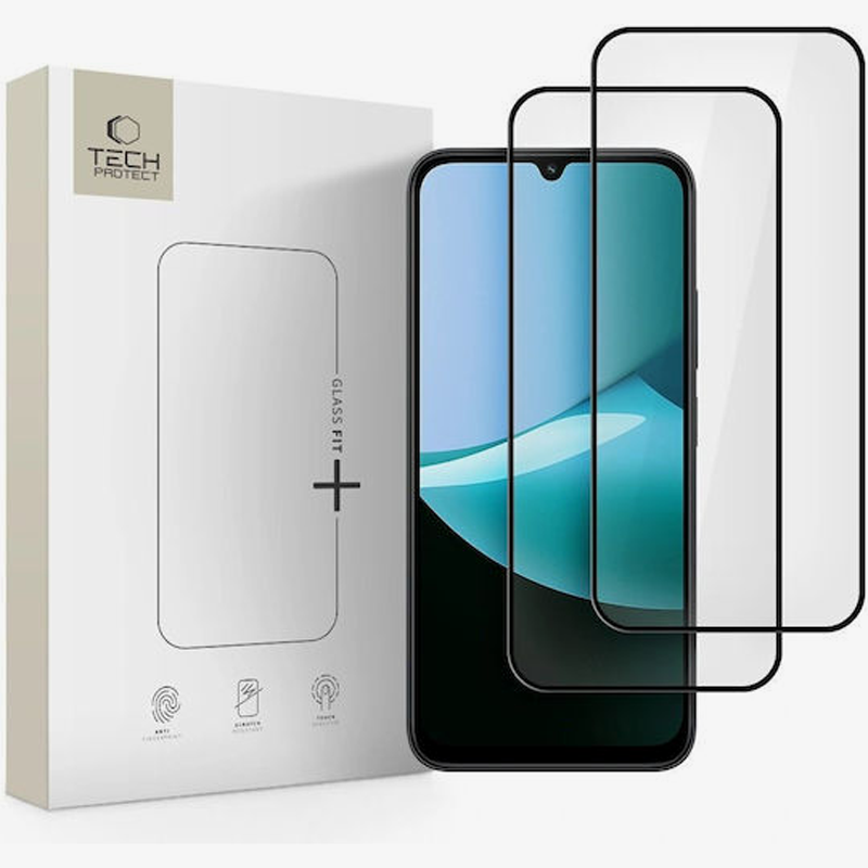 Xiaomi Redmi 15C / Poco C85 Προστασία Οθόνης με Μαύρο Περίγραμμα 2 Pack Tech-Protect Fit+ Full Face Tempered Glass