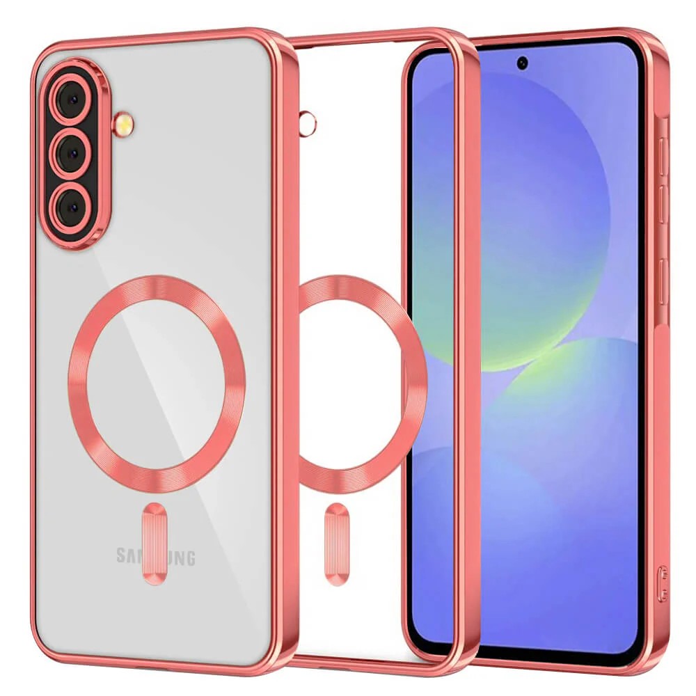 Techsuit Samsung Galaxy A36 5G / A56 5G MagSafe Luxury Crystal Θήκη με Πλαίσιο Σιλικόνης Διάφανη - Red
