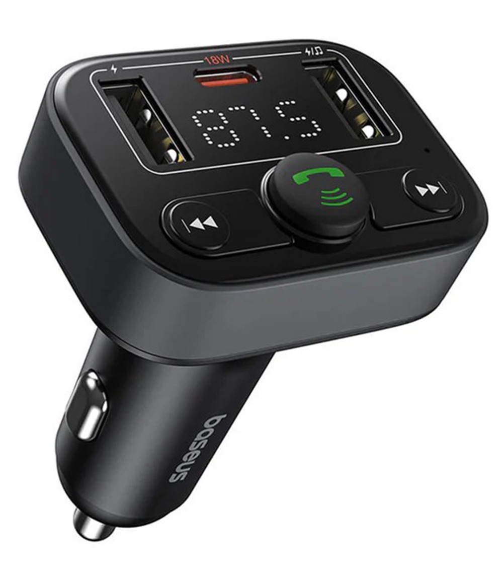 Baseus FM Transmitter Αυτοκινήτου με Bluetooth, 2 Θύρες USB-A κ 1 Θύρα USB-C - Black