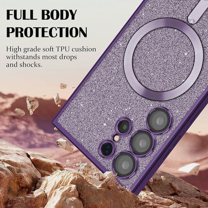 Techsuit Samsung A36 / A56 MagSafe Luxury Glitter Θήκη με Πλαίσιο Σιλικόνης Διάφανη - Red