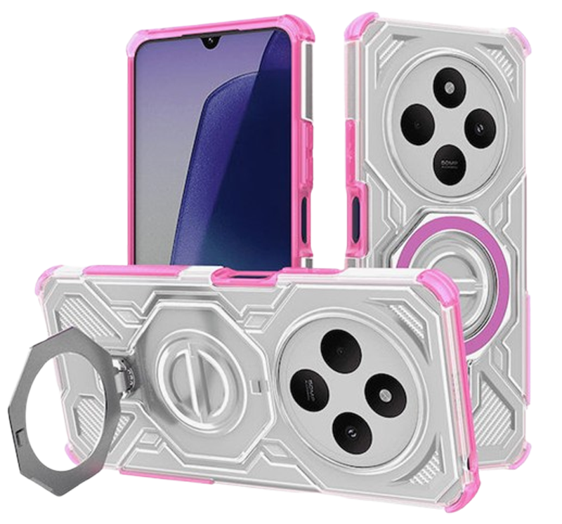 Techsuit Xiaomi Redmi 14C / Poco C75 Carbon Shield PRO Θήκη Σκληρή - Transparent Pink