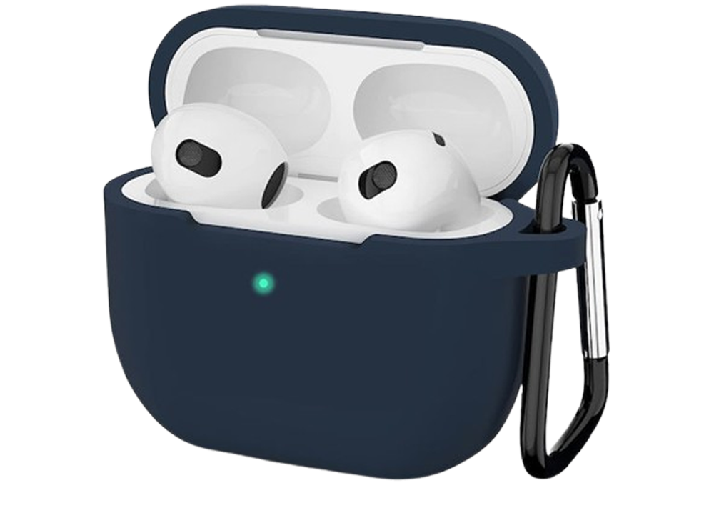 AirPods 3 Θήκη Σιλικόνης με Γάντζο Techsuit Smooth Ultrathin Protective Silicone Case with Hook Navy Blue