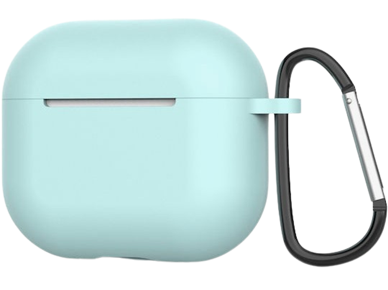 AirPods 4 Θήκη Σιλικόνης με Γάντζο Techsuit Smooth Ultrathin Protective Silicone Case with Hook Cyan