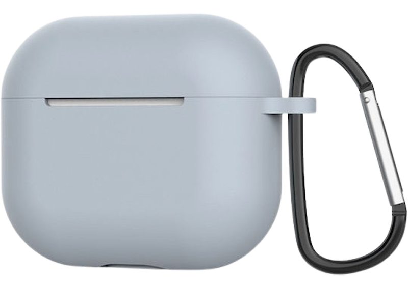 AirPods 4 Θήκη Σιλικόνης με Γάντζο Techsuit Smooth Ultrathin Protective Silicone Case with Hook Grey