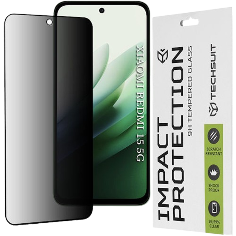 Xiaomi Redmi 15 4G / 5G Προστασία Οθόνης Φιμέ Techsuit 111D Privacy Full Face Tempered Glass