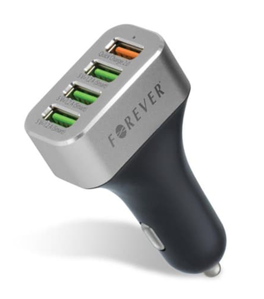 Forever Φορτιστής Αυτοκινήτου με 4 Θύρες USB-A 30W Μαύρος