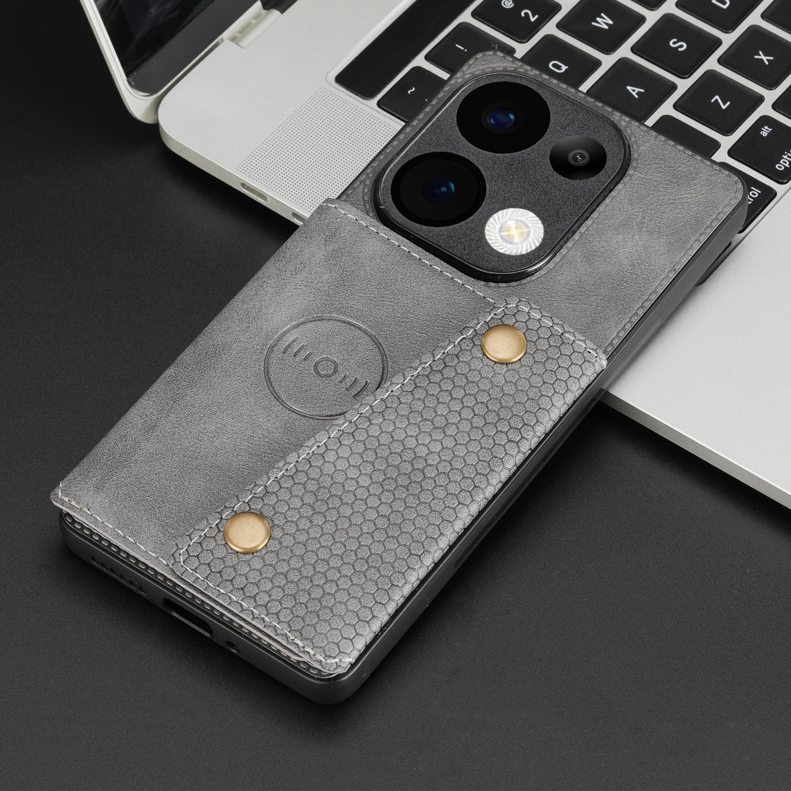ENKAY Xiaomi Redmi 15C 4G / Poco C85 Double Buckle Card Slots Magnetic Θήκη Σιλικόνης - Grey
