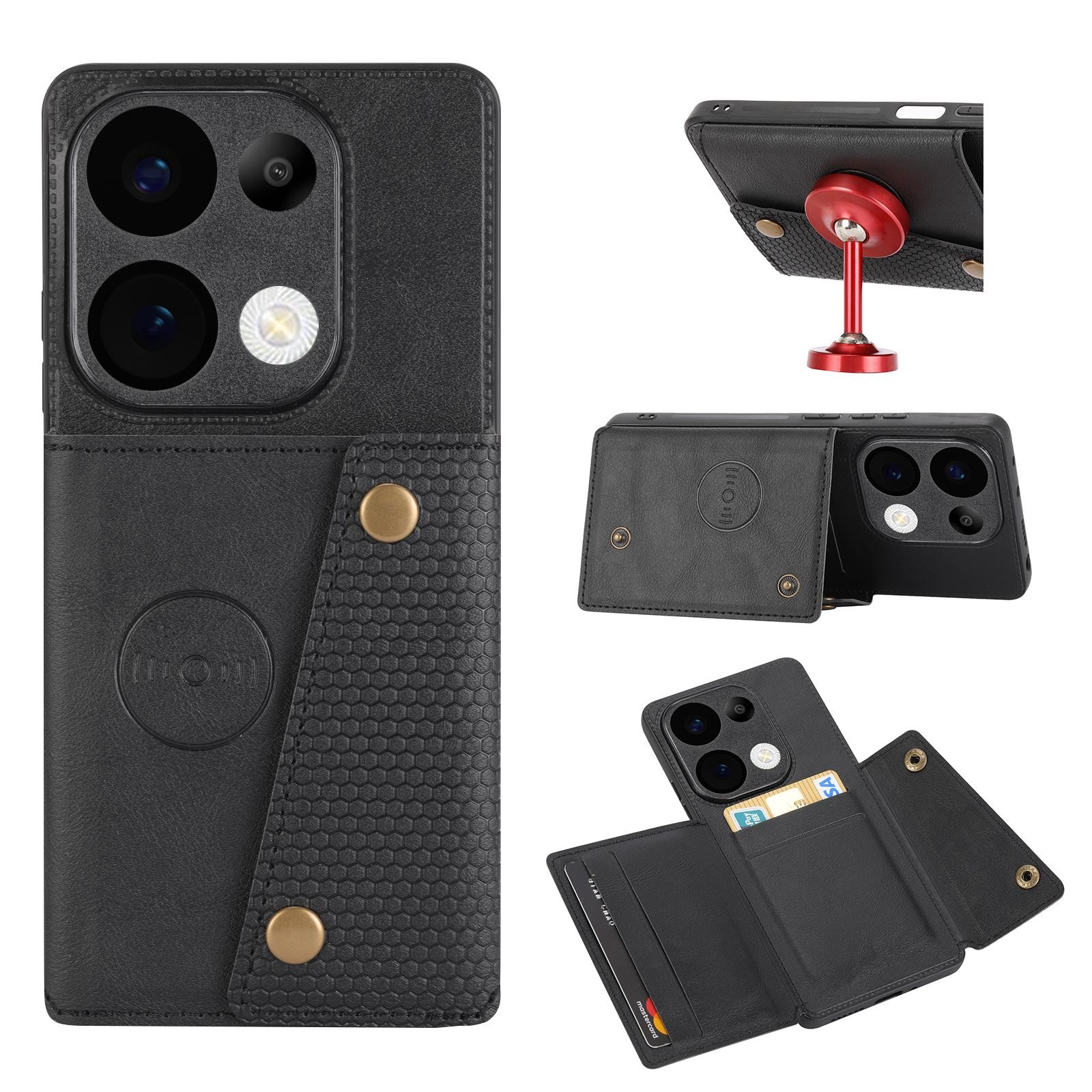 ENKAY Xiaomi Redmi 15C 4G / Poco C85 Double Buckle Card Slots Magnetic Θήκη Σιλικόνης - Black