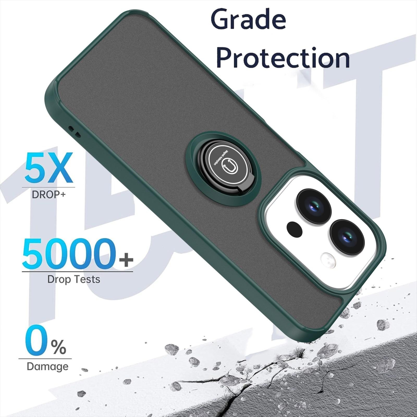 ENKAY Xiaomi Redmi 15C 4G / 5G / Poco C85 Q Shadow 1 Series with Ring Θήκη Σκληρή Φιμέ - Dark Green