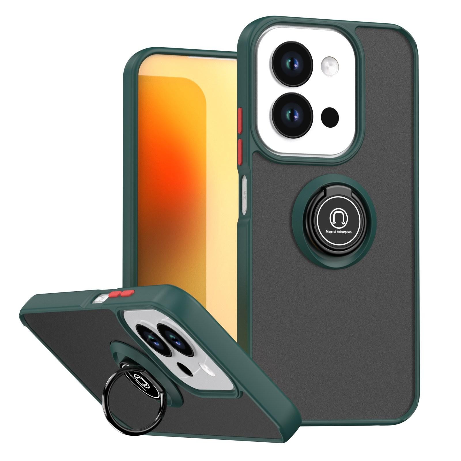 ENKAY Xiaomi Redmi 15C 4G / 5G / Poco C85 Q Shadow 1 Series with Ring Θήκη Σκληρή Φιμέ - Dark Green