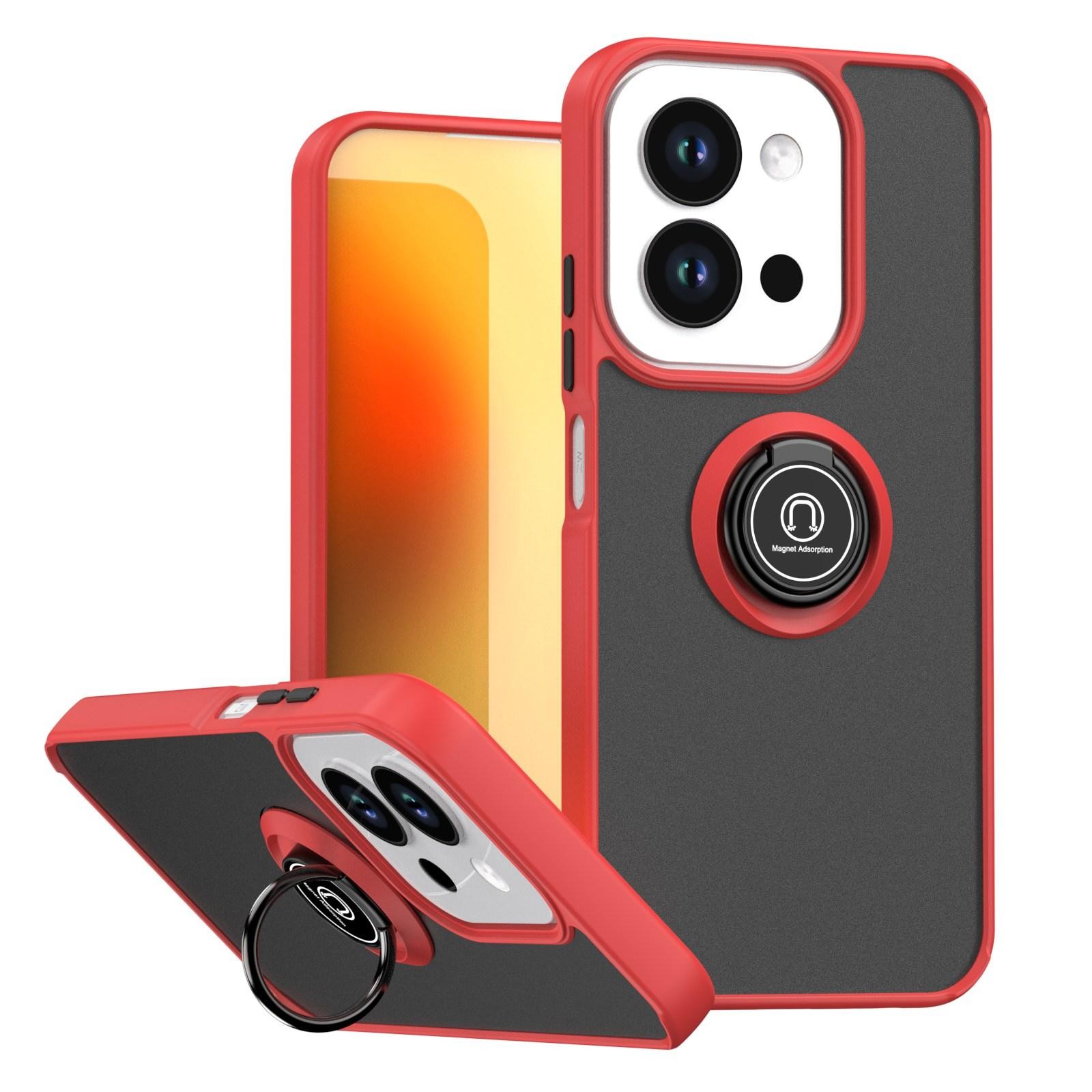 ENKAY Xiaomi Redmi 15C 4G / 5G / Poco C85 Q Shadow 1 Series with Ring Θήκη Σκληρή Φιμέ - Red