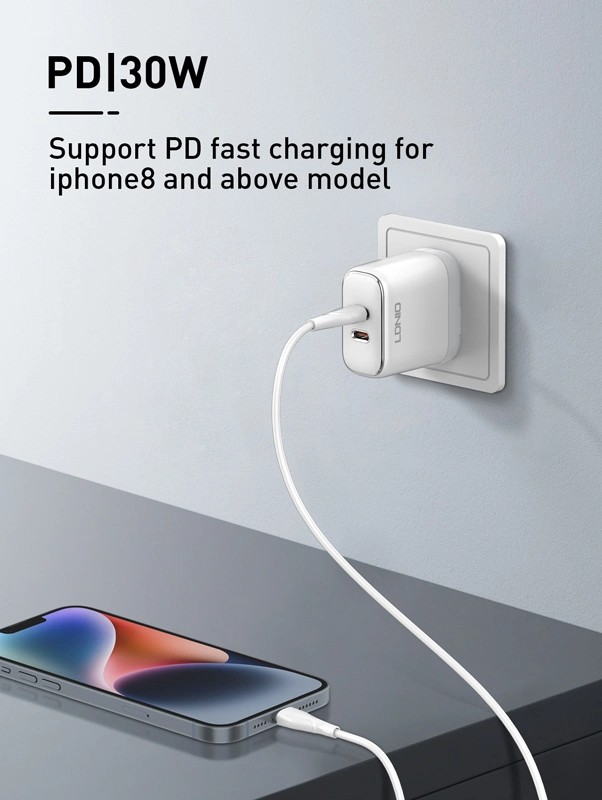 LDNIO Καλώδιο USB-C to Lightning 30W 1m Λευκό (LC611i)