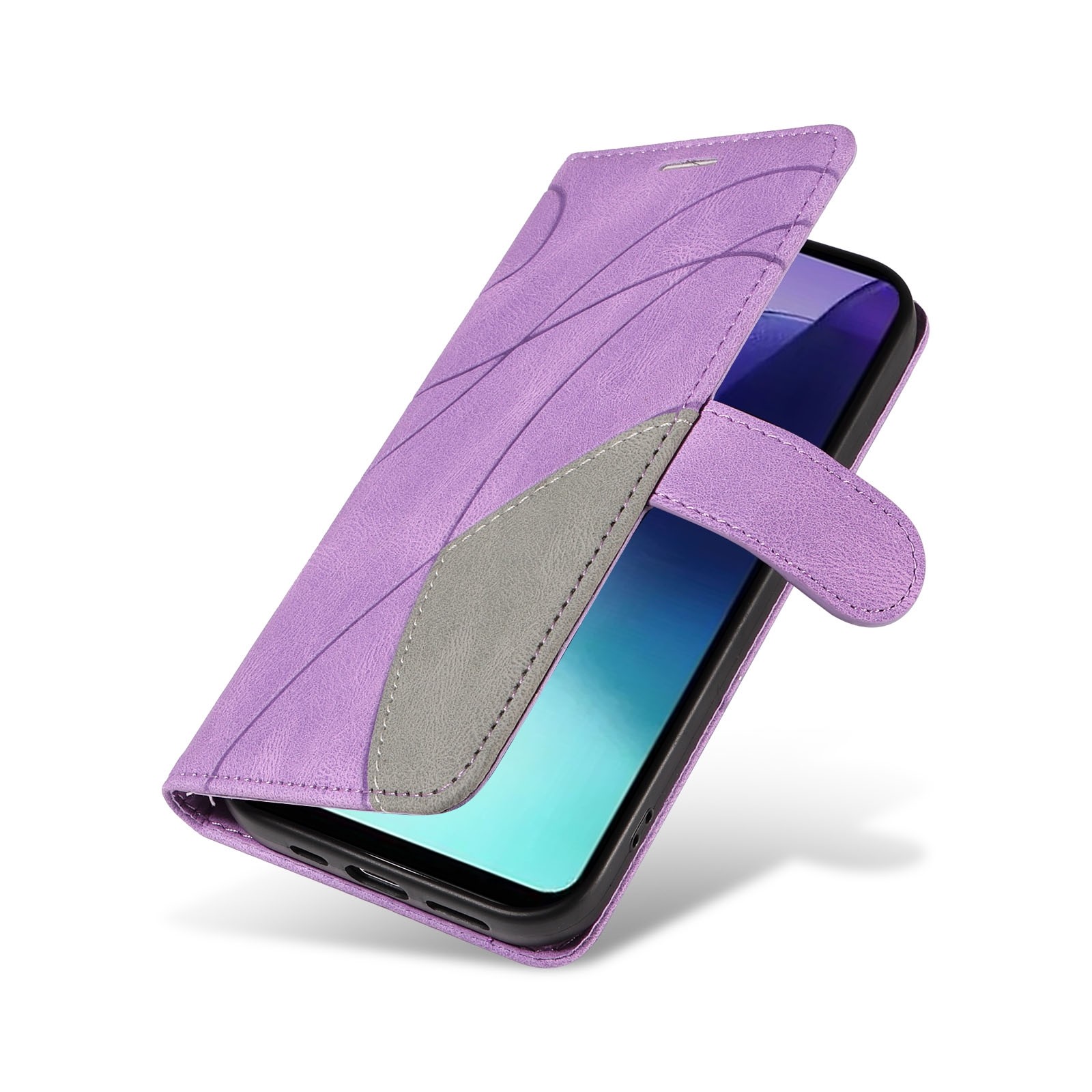 ENKAY Xiaomi Redmi 14C 4G / Poco C75 Dual-color Splicing Flip Θήκη Βιβλίο - Purple