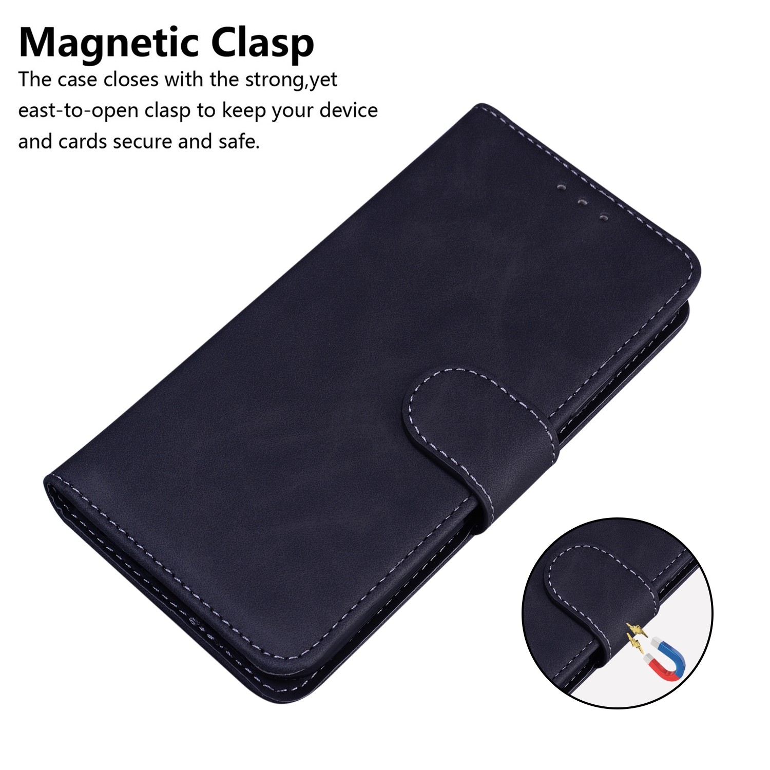 ENKAY Xiaomi Redmi Note 9S / Note 9 Pro / Note 9 Pro Max Skin Feel Pure Color Flip Θήκη Βιβλίο - Black