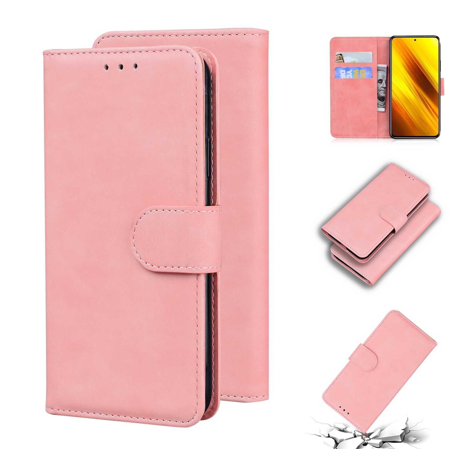 ENKAY Xiaomi Poco X3 NFC / Poco X3 Pro Skin Feel Pure Color Flip Θήκη Βιβλίο - Pink