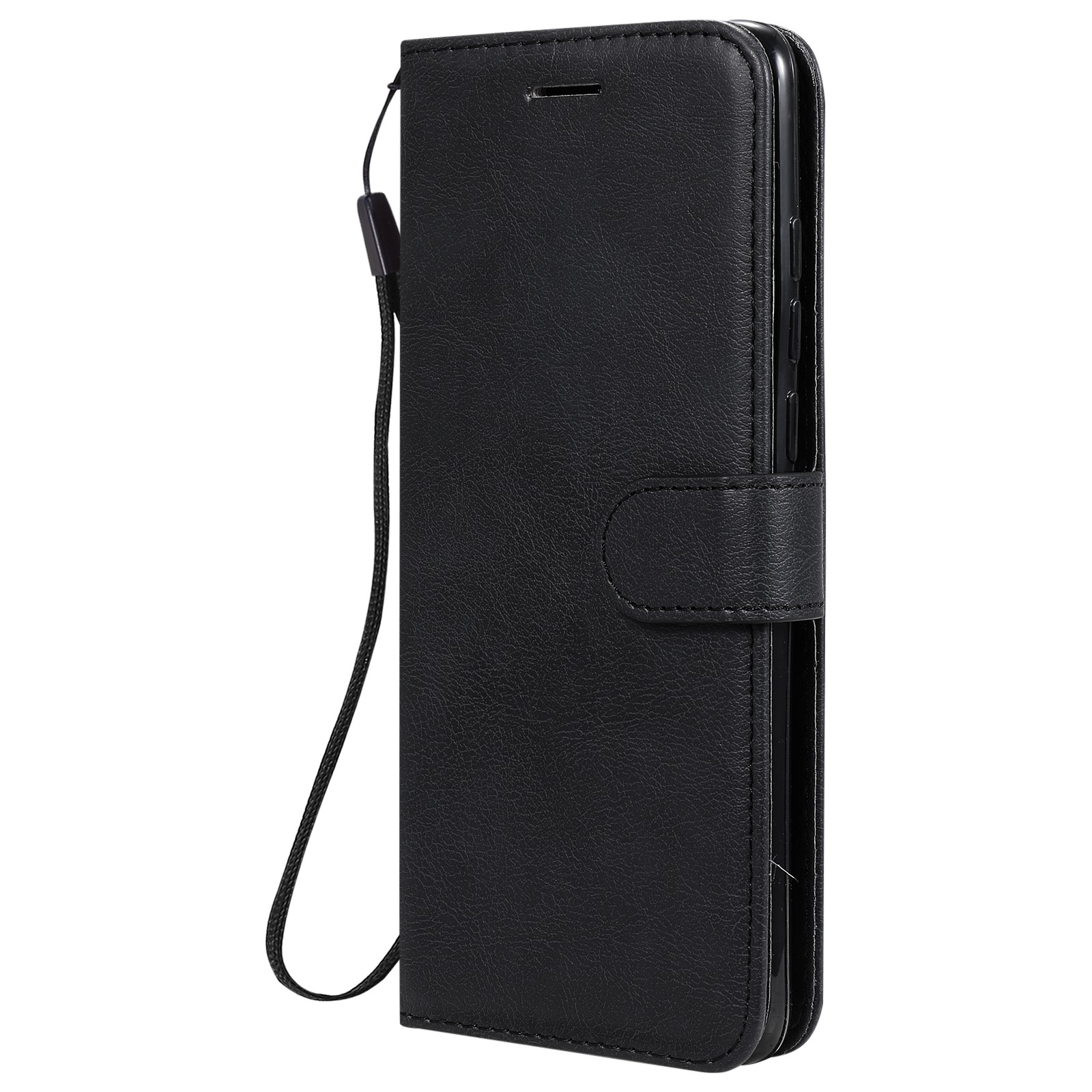 Solid Xiaomi Poco X3 NFC / Poco X3 Pro Color Horizontal Flip with Card Slots & Lanyard Θήκη Βιβλίο - Black