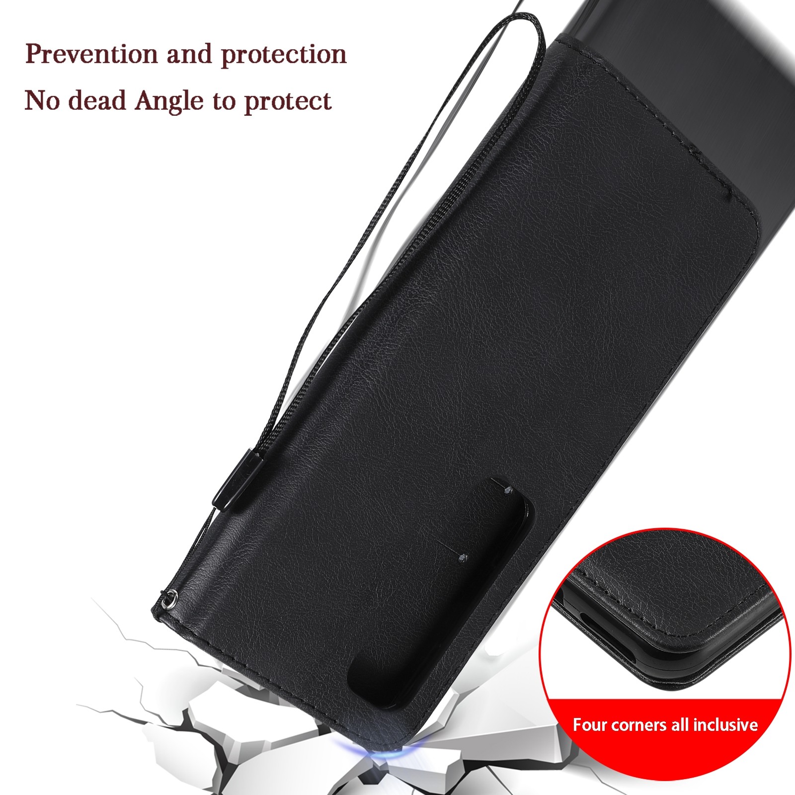 Solid Xiaomi Poco X3 NFC / Poco X3 Pro Color Horizontal Flip with Card Slots & Lanyard Θήκη Βιβλίο - Black
